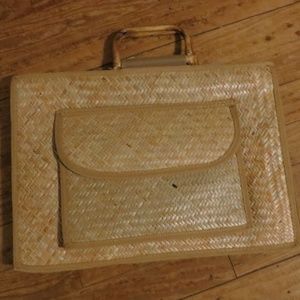 Straw Woven Bag with Bamboo Handles